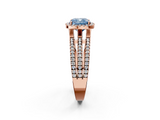 Rose gold Fancy Blue Cushion  Cut Halo Diamond Engagement Ring with Split Shank and Four-Prong Setting_22
