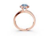 Rose gold Fancy Blue Cushion  Cut Halo Diamond Engagement Ring with Split Shank and Four-Prong Setting_23