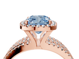 Rose gold Fancy Blue Cushion  Cut Halo Diamond Engagement Ring with Split Shank and Four-Prong Setting_24