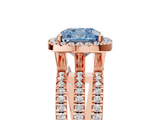Rose gold Fancy Blue Cushion  Cut Halo Diamond Engagement Ring with Split Shank and Four-Prong Setting_25