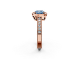 Rose gold Fancy Blue Cushion  Cut Halo Diamond Pave Band Ring with Four-Prong Setting_47