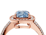 Rose gold Fancy Blue Cushion  Cut Halo Diamond Pave Band with Four-Prong Setting_40