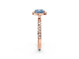 Rose gold Fancy Blue Cushion Cut Halo Diamond Pave Band with Prong Setting_2