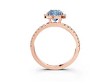 Rose gold Fancy Blue Cushion Cut Halo Diamond Pave Band with Prong Setting_3
