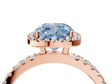 Rose gold Fancy Blue Cushion Cut Halo Diamond Pave Band with Prong Setting_4