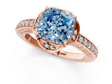 Rose gold Fancy Blue Cushion  Cut Halo Diamond Ring with Channel Set Band and Four-Prong Setting_33