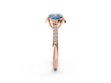 Rose gold Fancy Blue Cushion  Cut Halo Diamond Ring with Channel Set Band and Four-Prong Setting_34