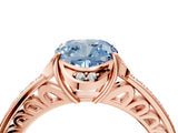 Rose gold Fancy Blue Cushion  Cut Halo Diamond Ring with Channel Set Band and Four-Prong Setting_36