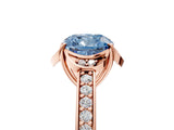 Rose gold Fancy Blue Cushion  Cut Halo Diamond Ring with Channel Set Band and Four-Prong Setting_37