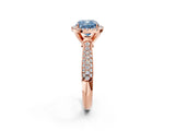 Rose gold Fancy Blue Cushion Cut Halo Diamond Ring with Pavé Band_2