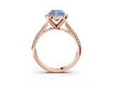 Rose gold Fancy Blue Cushion Cut Halo Diamond Ring with Pavé Band_3