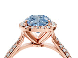 Rose gold Fancy Blue Cushion Cut Halo Diamond Ring with Pavé Band_4