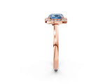 Rose gold Fancy Blue Cushion Cut Halo Diamond Ring with Solitaire Band and Prong Setting_2