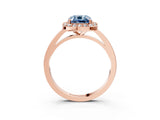 Rose gold Fancy Blue Cushion Cut Halo Diamond Ring with Solitaire Band and Prong Setting_3