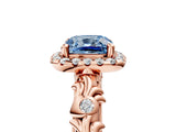 Rose gold Fancy Blue Cushion Cut Halo Diamond Solitaire with Filigree Band and Four-Prong Setting_5