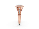Rose gold Fancy Blue Cushion Cut Halo Diamond Split Shank Pave Ring_2