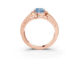 Rose gold Fancy Blue Cushion Cut Halo Diamond Split Shank Ring with Prong Setting_3