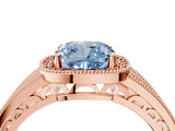 Rose gold Fancy Blue Cushion Cut Halo Diamond Split Shank Ring with Prong Setting_4