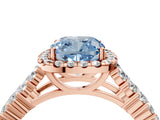 Rose gold Fancy Blue Cushion Cut Halo Pavé Diamond Engagement Ring with Split Shank and Four-Prong Setting_7