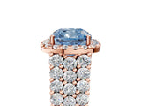 Rose gold Fancy Blue Cushion Cut Halo Pavé Diamond Engagement Ring with Split Shank and Four-Prong Setting_8