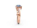 Rose gold Fancy Blue Cushion  Cut Halo Pave Band Four-Prong Ring_50