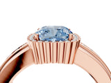 Rose gold Fancy Blue Cushion  Cut Halo Pave Band Four-Prong Ring_52