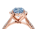 Rose gold Fancy Blue Cushion  Cut Halo Pave Band Four-Prong Setting Ring_40