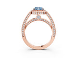 Rose gold Fancy Blue Cushion  Cut Halo Pave Split Shank Prong Setting Ring_35