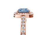 Rose gold Fancy Blue Cushion  Cut Halo Pave Split Shank Prong Setting Ring_37