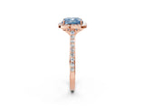 Rose gold Fancy Blue Cushion Cut Halo Round Diamond Pavé Band with Four-Prong Setting_5