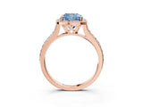 Rose gold Fancy Blue Cushion Cut Halo Round Diamond Pavé Band with Four-Prong Setting_6