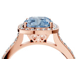 Rose gold Fancy Blue Cushion Cut Halo Round Diamond Pavé Band with Four-Prong Setting_7