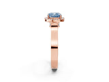 Rose gold Fancy Blue Cushion Cut Halo Round Diamond Twist Band with Four-Prong Setting_2