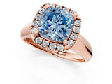 Rose gold Fancy Blue Cushion  Cut Halo Solitaire Engagement Ring with Square Band and Four-Prong Setting_115