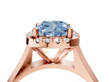 Rose gold Fancy Blue Cushion  Cut Halo Solitaire Engagement Ring with Square Band and Four-Prong Setting_118