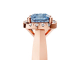 Rose gold Fancy Blue Cushion  Cut Halo Solitaire Engagement Ring with Square Band and Four-Prong Setting_119