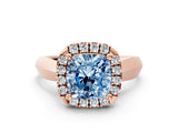 Rose gold Fancy Blue Cushion  Cut Halo Solitaire Engagement Ring with Square Band and Four-Prong Setting_66