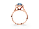 Rose gold Fancy Blue Cushion  Cut Halo Solitaire Engagement Ring with Square Band and Four-Prong Setting_69
