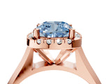 Rose gold Fancy Blue Cushion  Cut Halo Solitaire Engagement Ring with Square Band and Four-Prong Setting_70