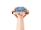 Rose gold Fancy Blue Cushion  Cut Halo Solitaire Engagement Ring with Square Band and Four-Prong Setting_71
