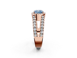 Rose gold Fancy Blue Cushion  Cut Halo Split Shank Diamond Ring with Four-Prong Setting_47