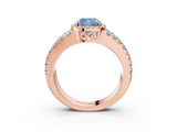 Rose gold Fancy Blue Cushion  Cut Halo Split Shank Diamond Ring with Four-Prong Setting_48