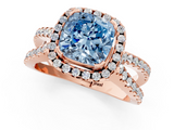 Rose gold Fancy Blue Cushion  Cut Halo Split Shank Pave Set Ring_62