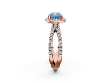 Rose gold Fancy Blue Cushion  Cut Halo Split Shank Pave Set Ring_63