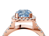 Rose gold Fancy Blue Cushion  Cut Halo Split Shank Pave Set Ring_65