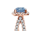 Rose gold Fancy Blue Cushion  Cut Halo Split Shank Pave Set Ring_66