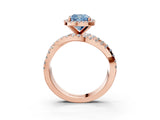 Rose gold Fancy Blue Cushion  Cut Halo Split Shank Prong Setting Ring_15