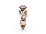 Rose gold Fancy Blue Cushion  Cut Halo Split Shank Prong Setting Ring_63