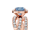 Rose gold Fancy Blue Cushion  Cut Halo Split Shank Prong Setting Ring_66