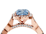 Rose gold Fancy Blue Cushion Cut Halo Twist Band with Four-Prong Setting_4